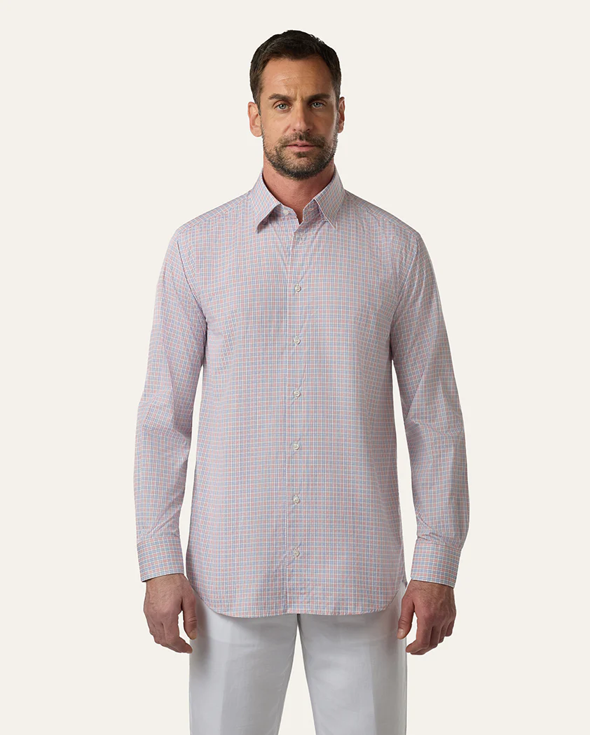 Red, White, and Blue Check Cotton Shirt - Image 3