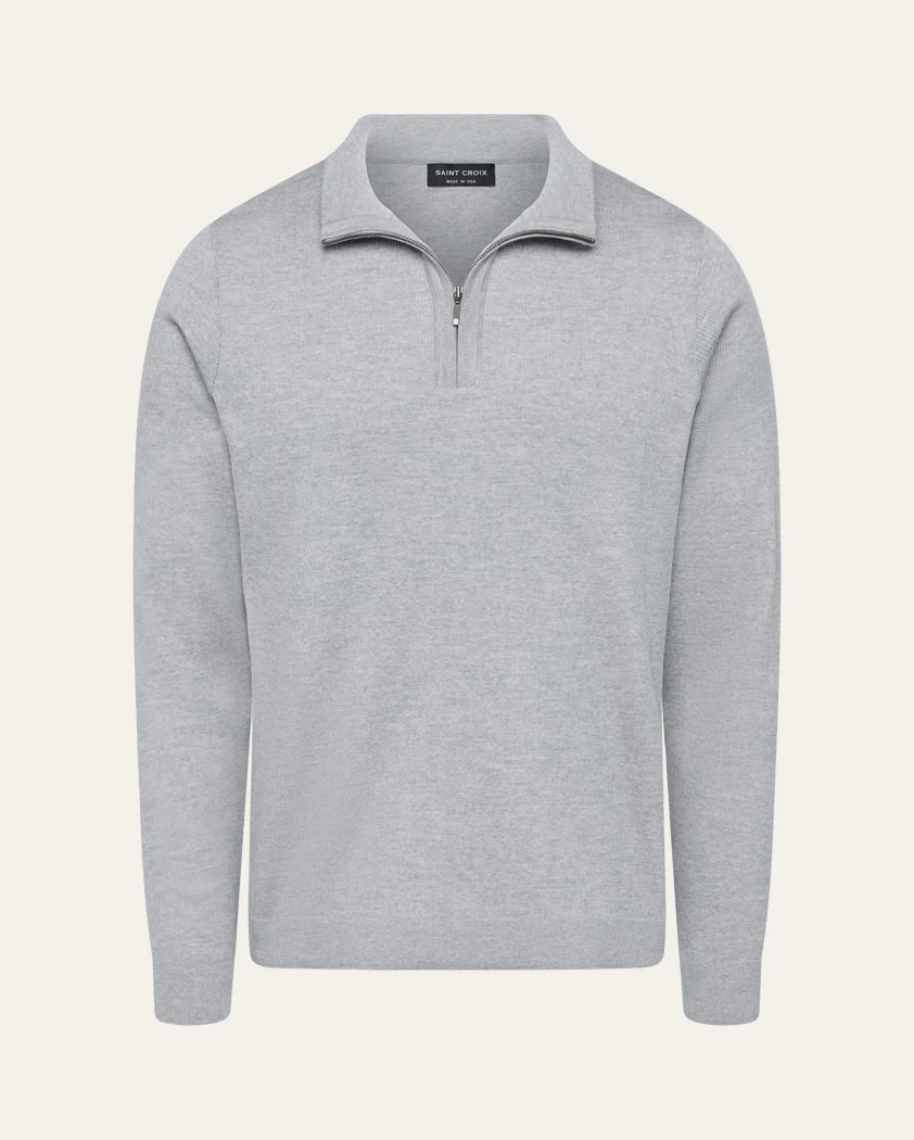 Rib Knit Wool Quarter-Zip Sweater - Image 10