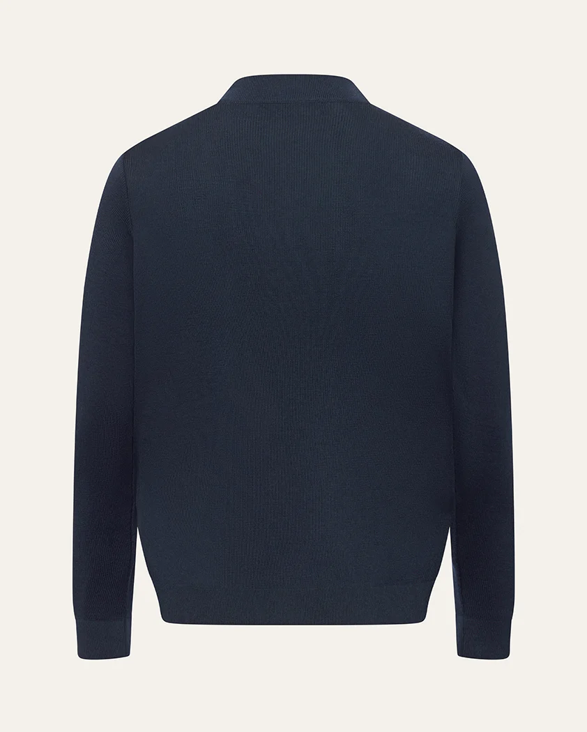 Rib Knit Wool Quarter-Zip Sweater - Image 2