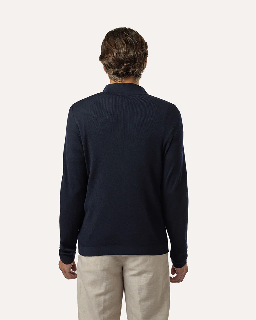 Rib Knit Wool Quarter-Zip Sweater - Image 7