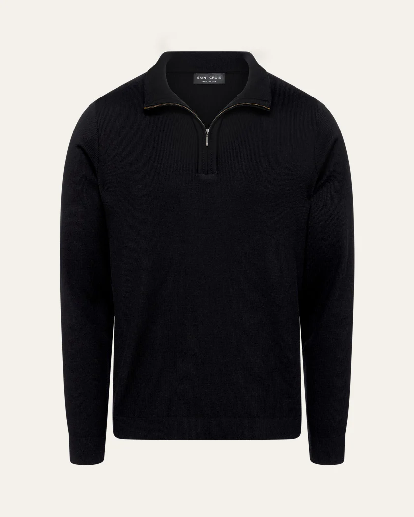 Rib Knit Wool Quarter-Zip Sweater - Image 8