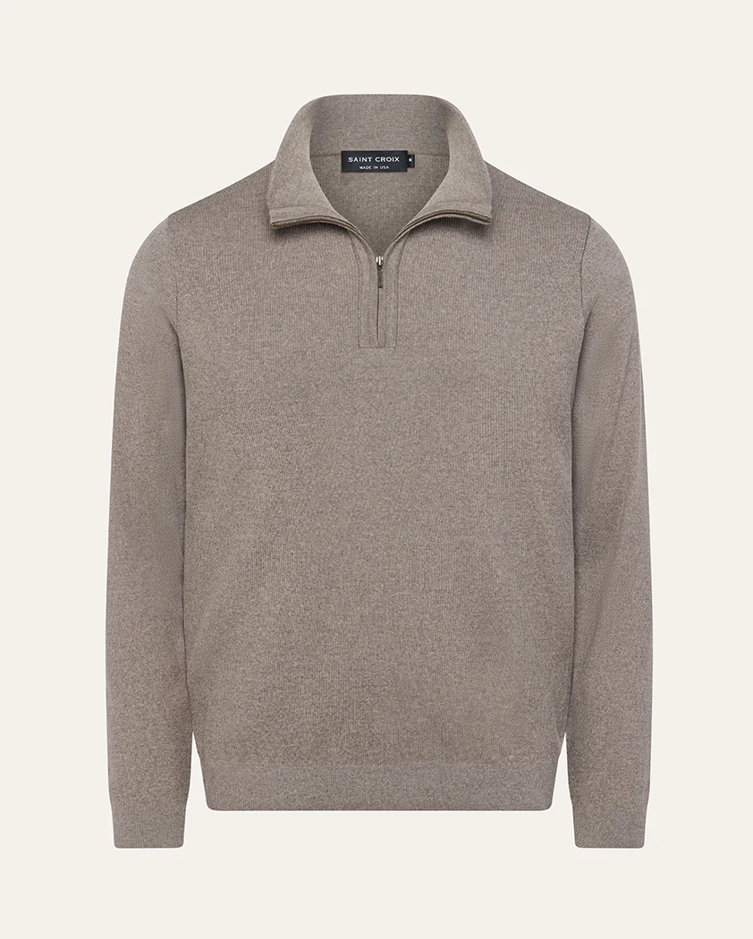 Rib Knit Wool Quarter-Zip Sweater - Image 9