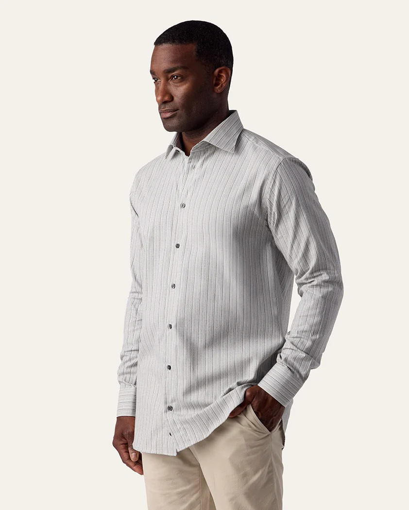 Textured Striped Cotton Shirt - Image 4