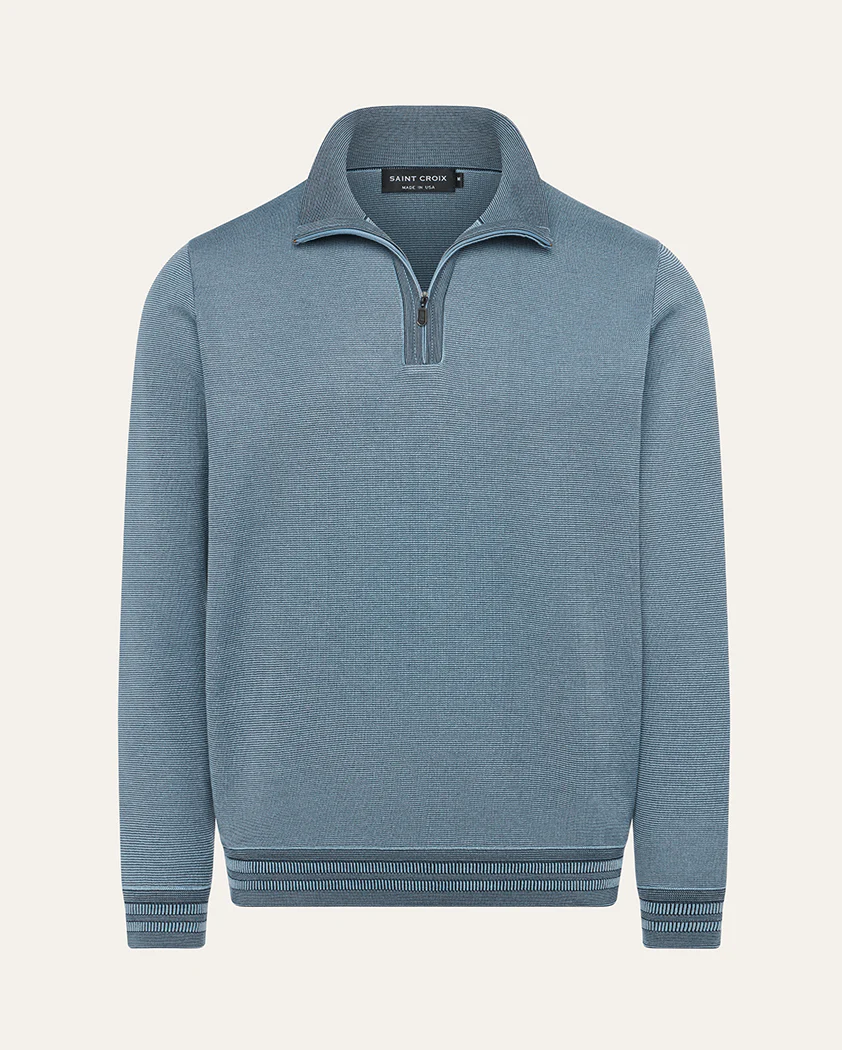 Tonal Milano Rib Cotton Quarter-Zip Sweater - Image 10