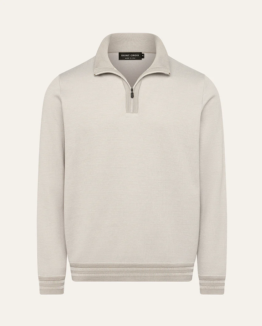 Tonal Milano Rib Cotton Quarter-Zip Sweater - Image 13