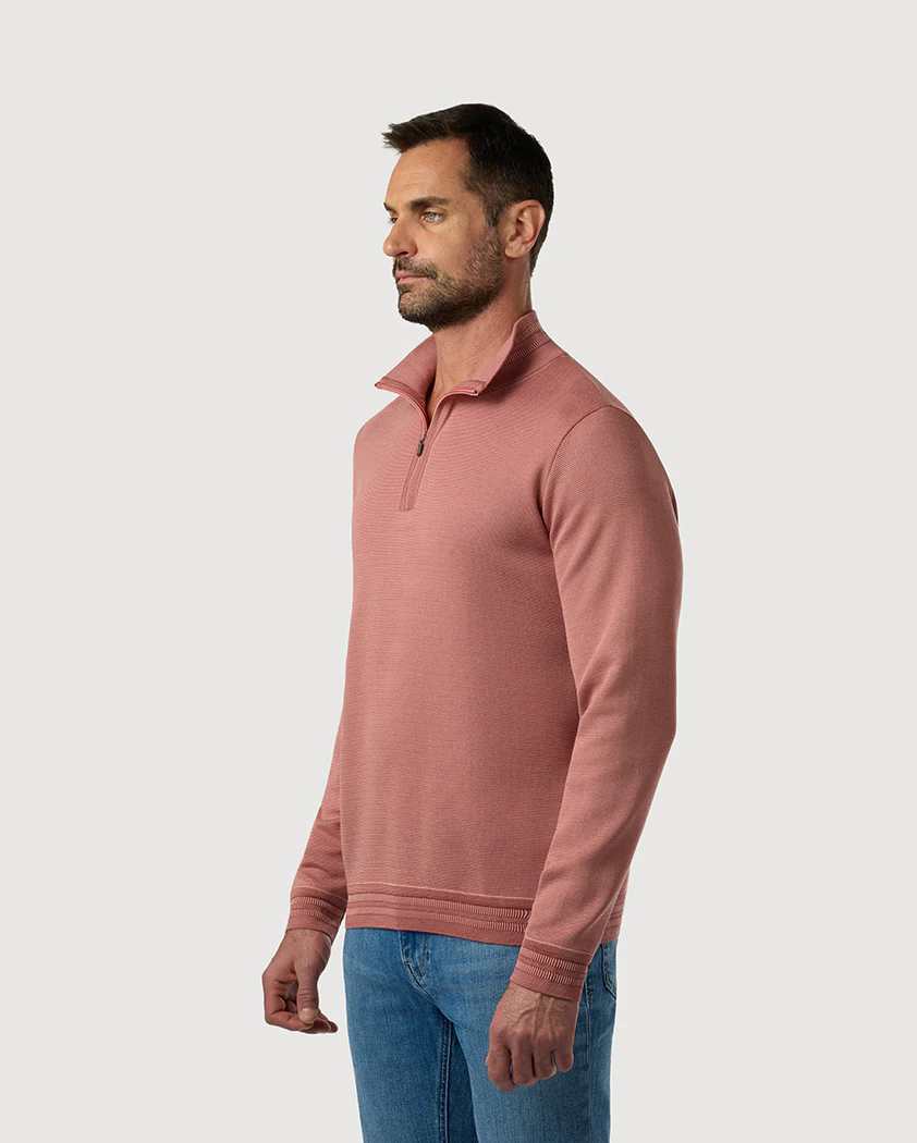 Tonal Milano Rib Cotton Quarter-Zip Sweater - Image 4