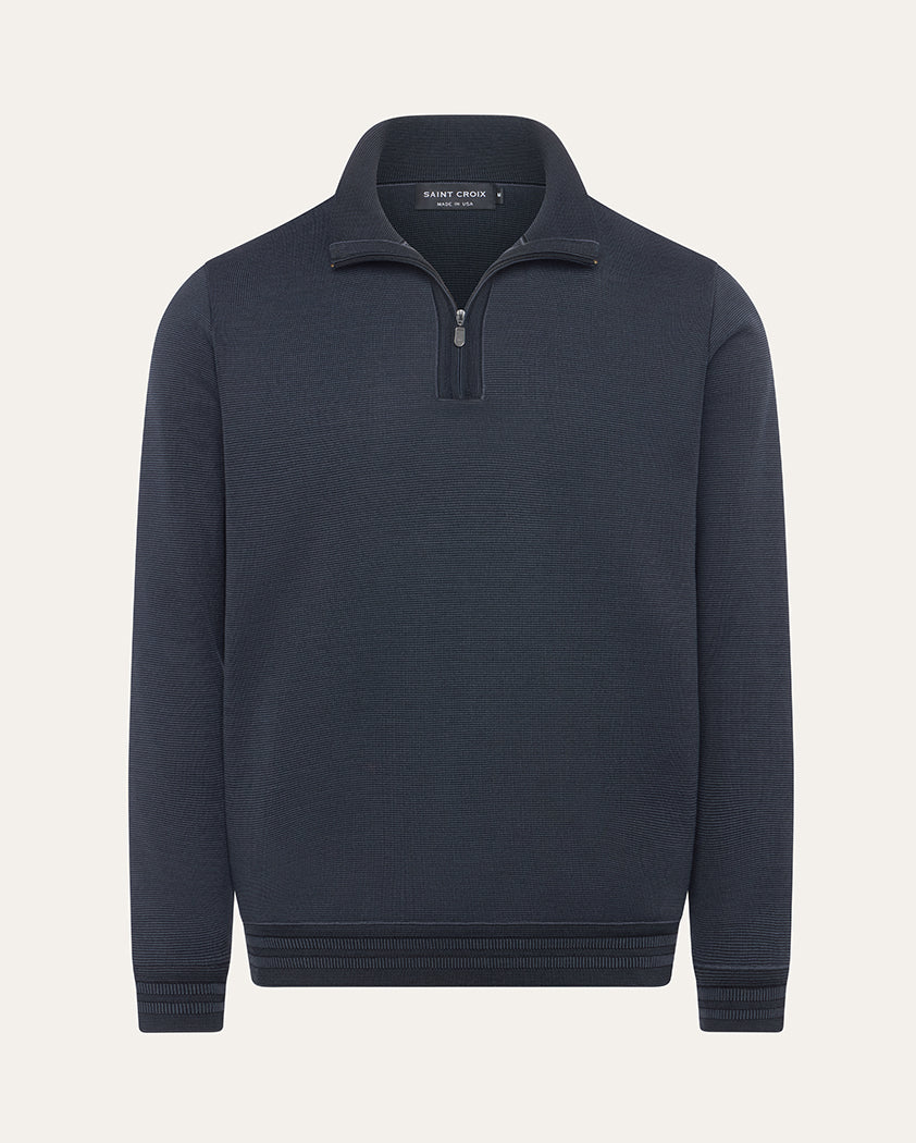 Tonal Milano Rib Cotton Quarter-Zip Sweater - Image 8