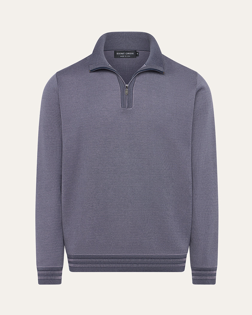 Tonal Milano Rib Cotton Quarter-Zip Sweater - Image 9
