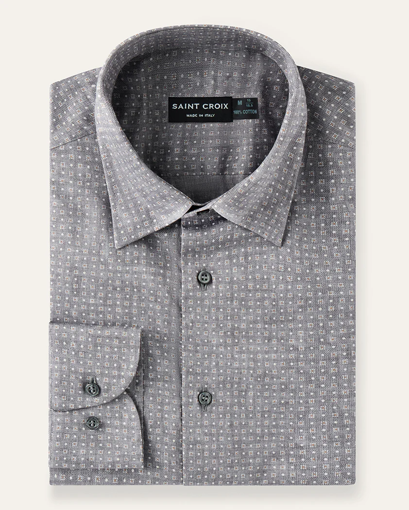 Tonal Squares Cotton Shirt