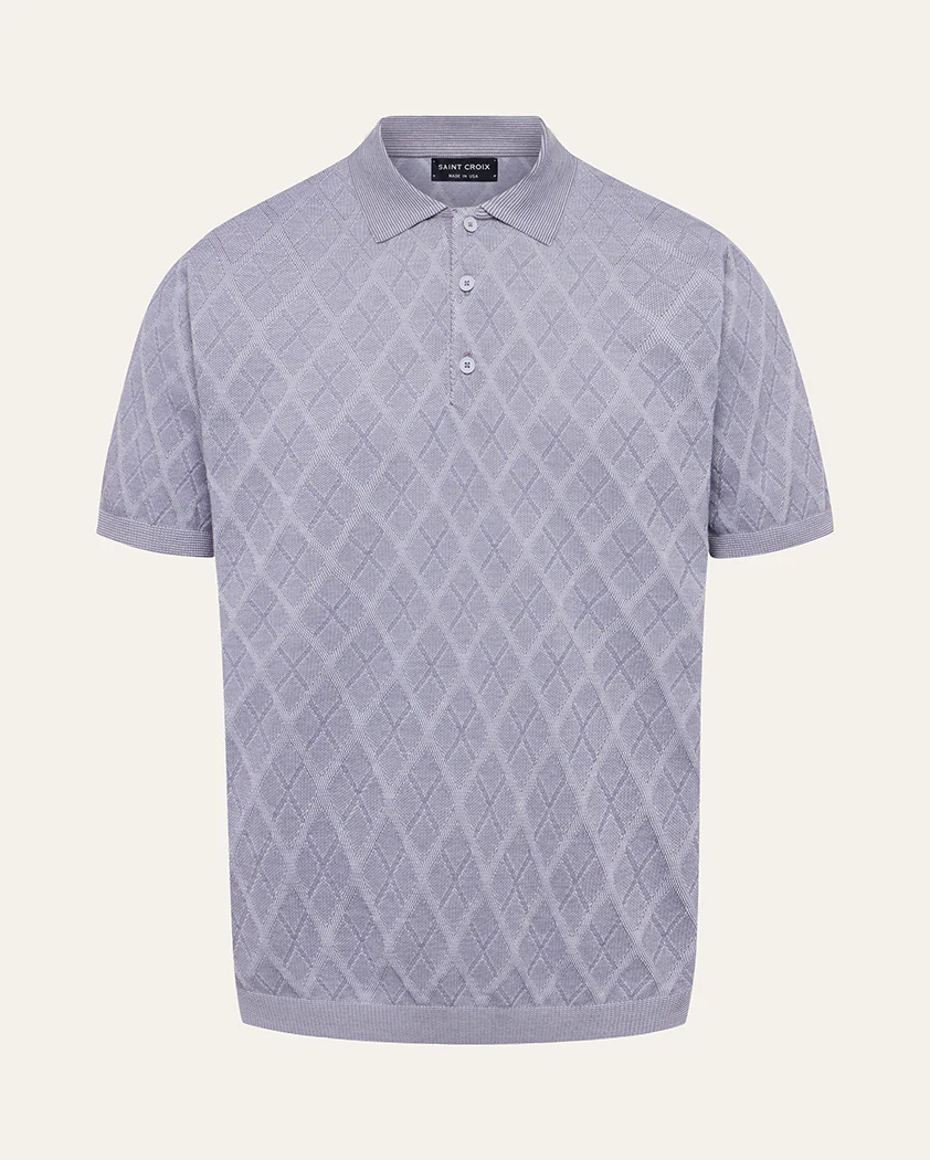 Tonal Argyle Transfer Stitch Cotton Polo