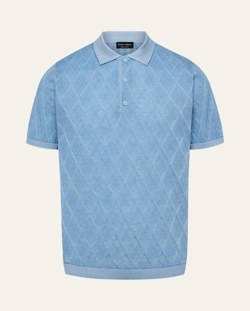 Tonal Argyle Transfer Stitch Cotton Polo - Image 10