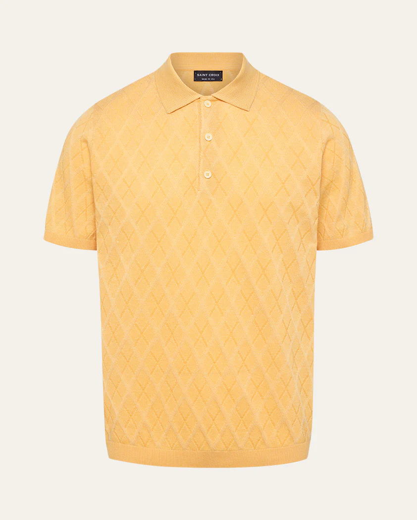 Tonal Argyle Transfer Stitch Cotton Polo - Image 11