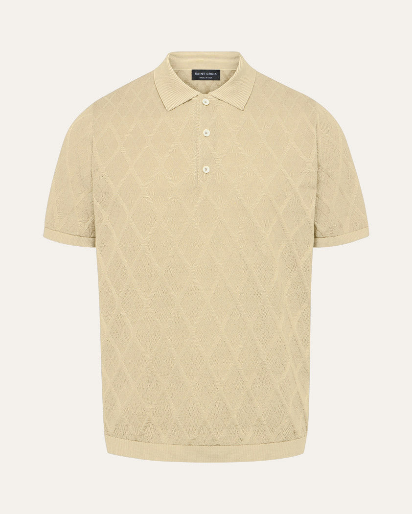 Tonal Argyle Transfer Stitch Cotton Polo - Image 12