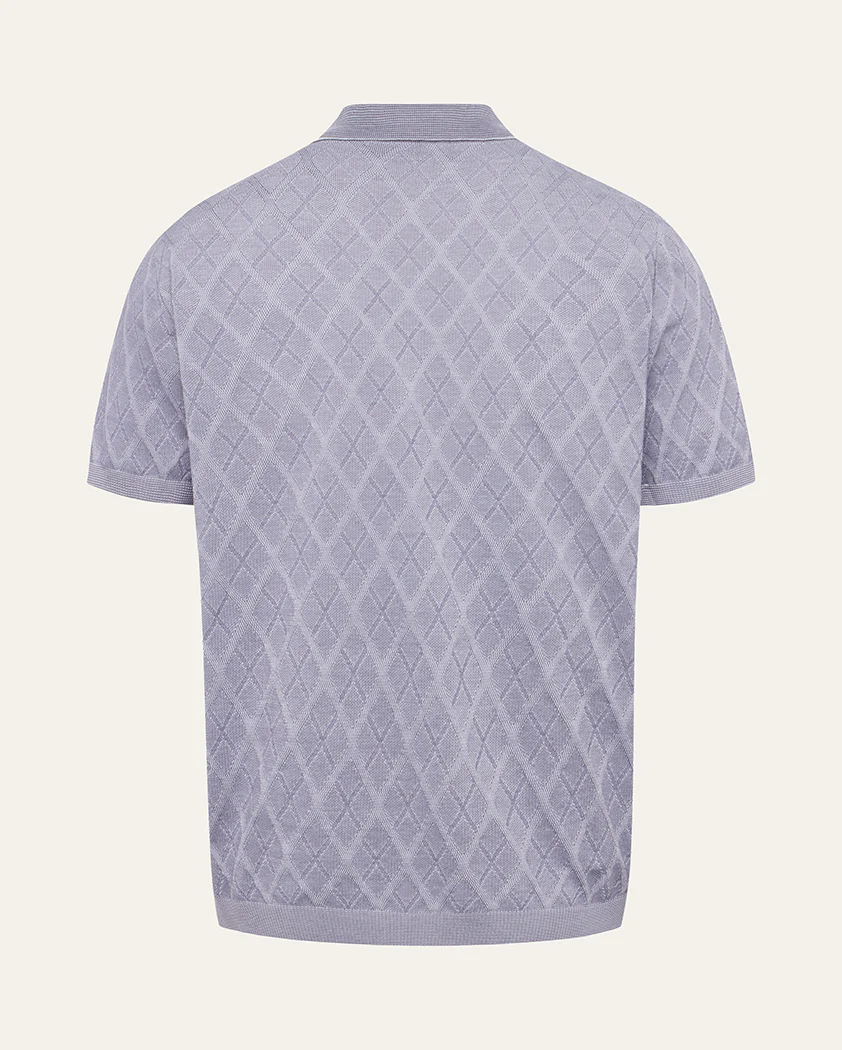 Tonal Argyle Transfer Stitch Cotton Polo - Image 2