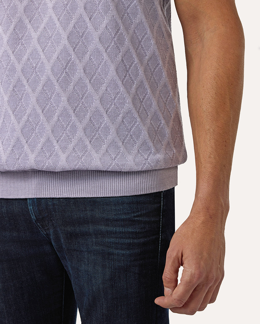 Tonal Argyle Transfer Stitch Cotton Polo - Image 6