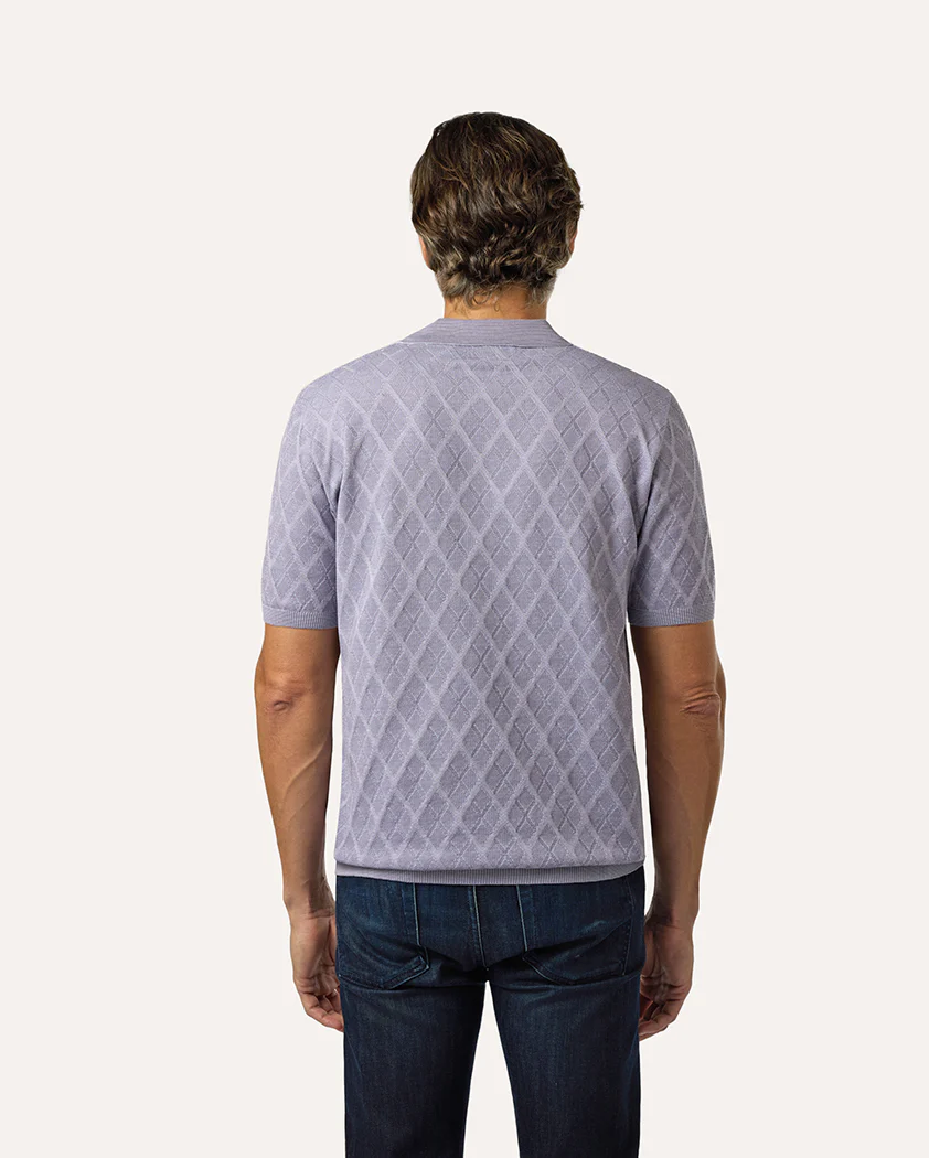 Tonal Argyle Transfer Stitch Cotton Polo - Image 7