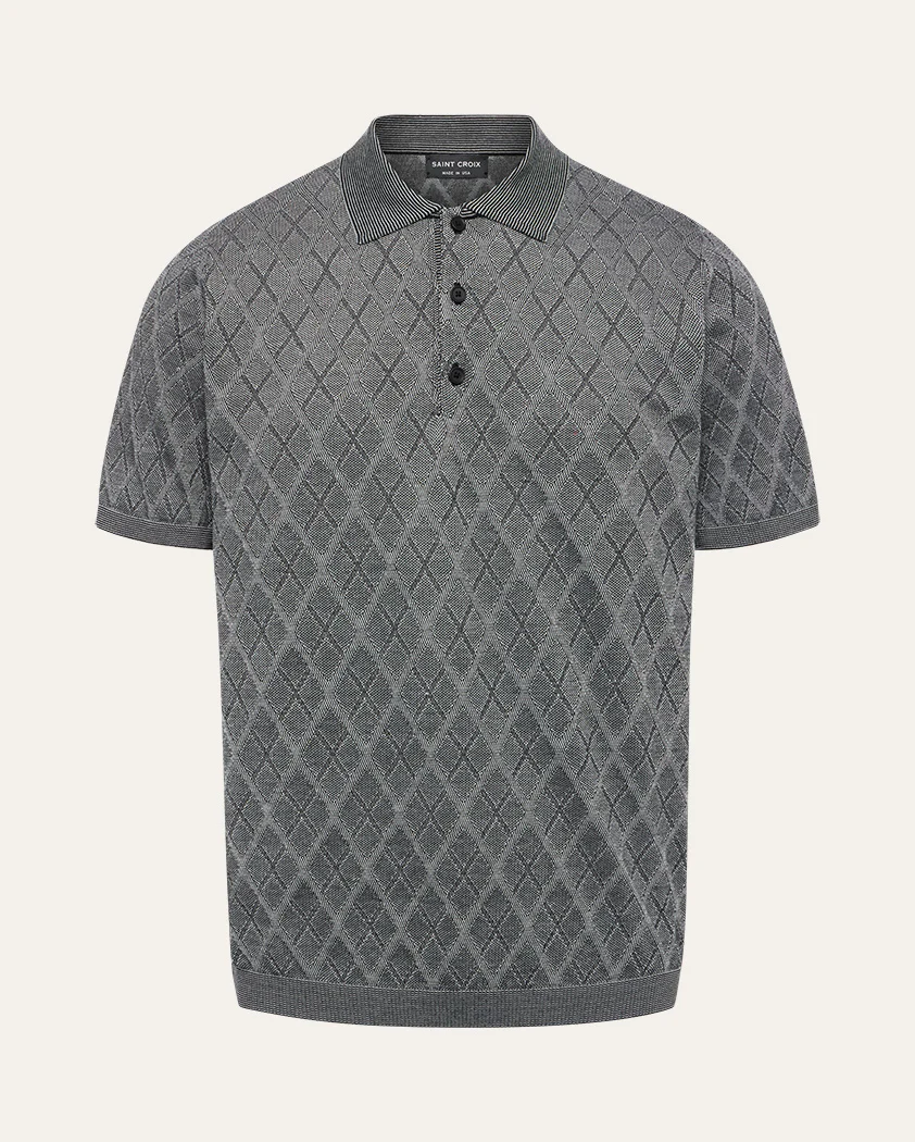 Tonal Argyle Transfer Stitch Cotton Polo - Image 8