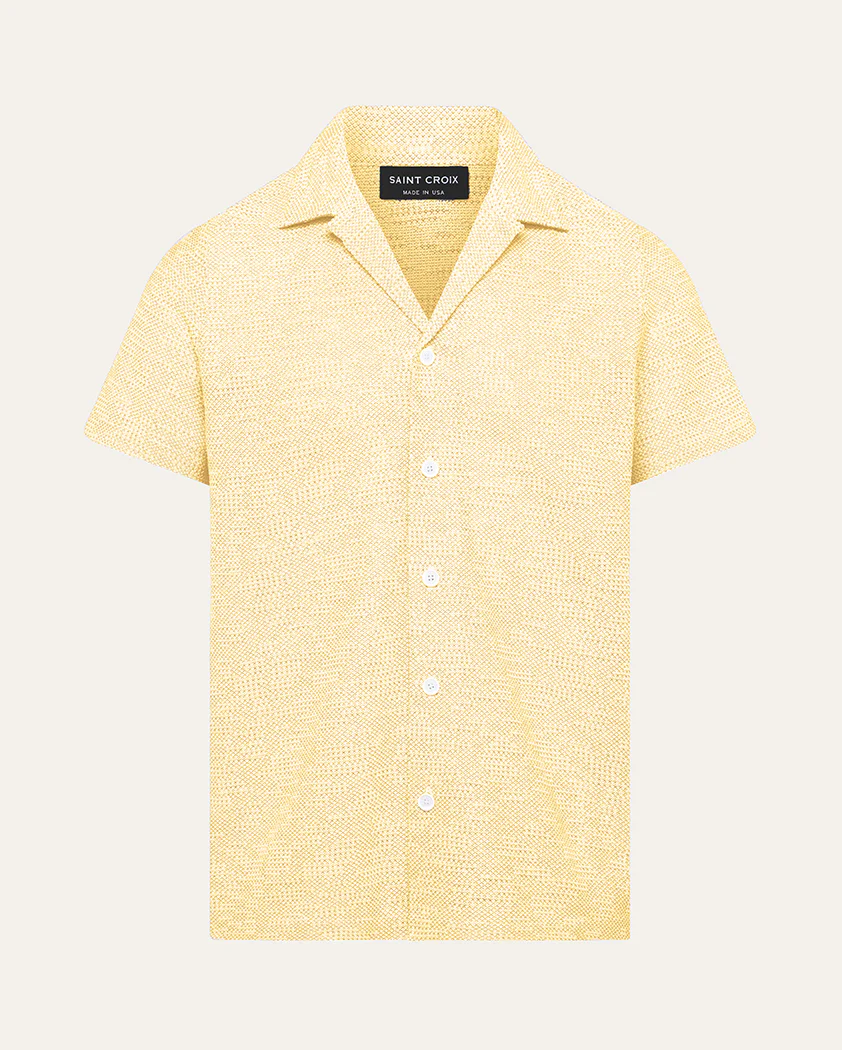 Transfer Stitch Jersey Knit Linen Camp Shirt - Image 11