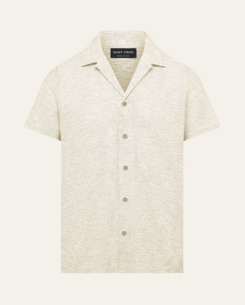 Transfer Stitch Jersey Knit Linen Camp Shirt - Image 12