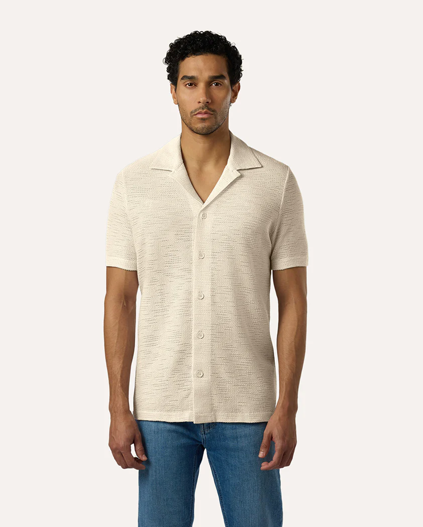 Transfer Stitch Jersey Knit Linen Camp Shirt - Image 3