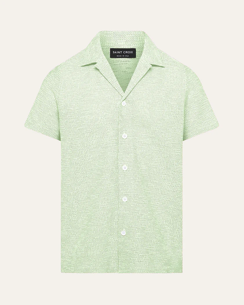 Transfer Stitch Jersey Knit Linen Camp Shirt - Image 9